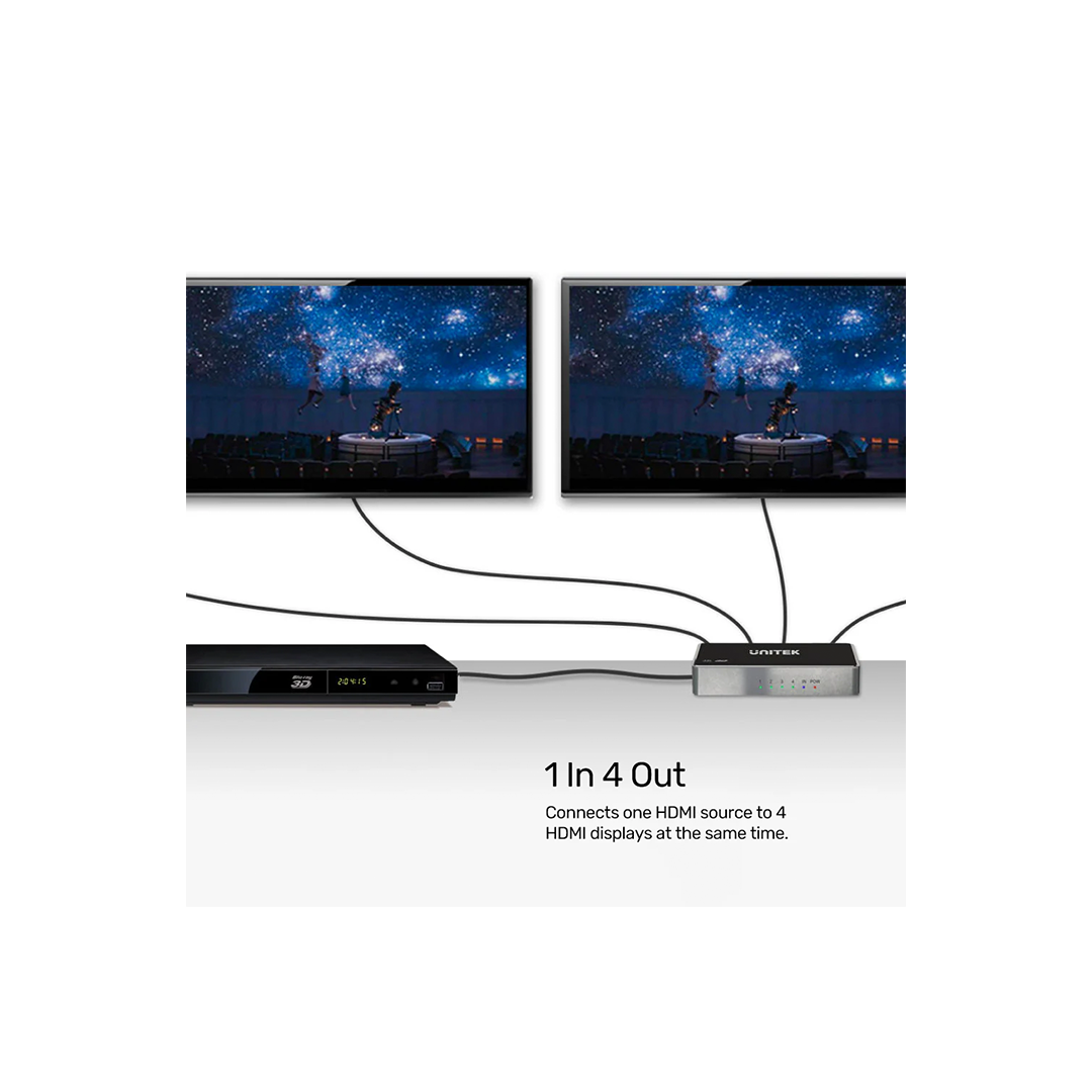 Unitek V1109A 4K HDMI Splitter 1 In-4 Out Black/Space Grey in Qatar Unitek V1109A 4K HDMI Splitter 1 In-4 Out Black/Space Grey in Qatar